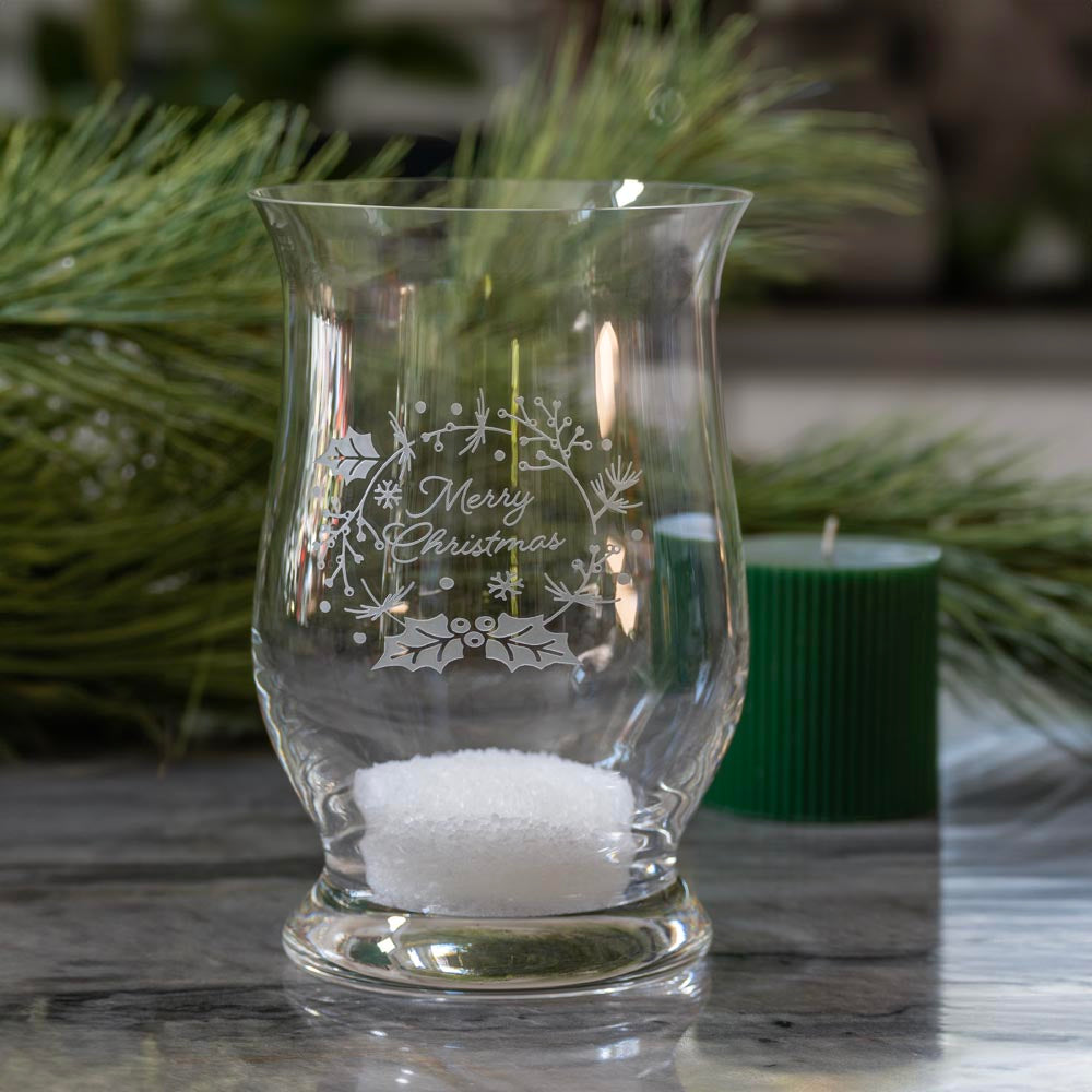 Rolf Glass Merry Christmas Candle Hurricane Shade