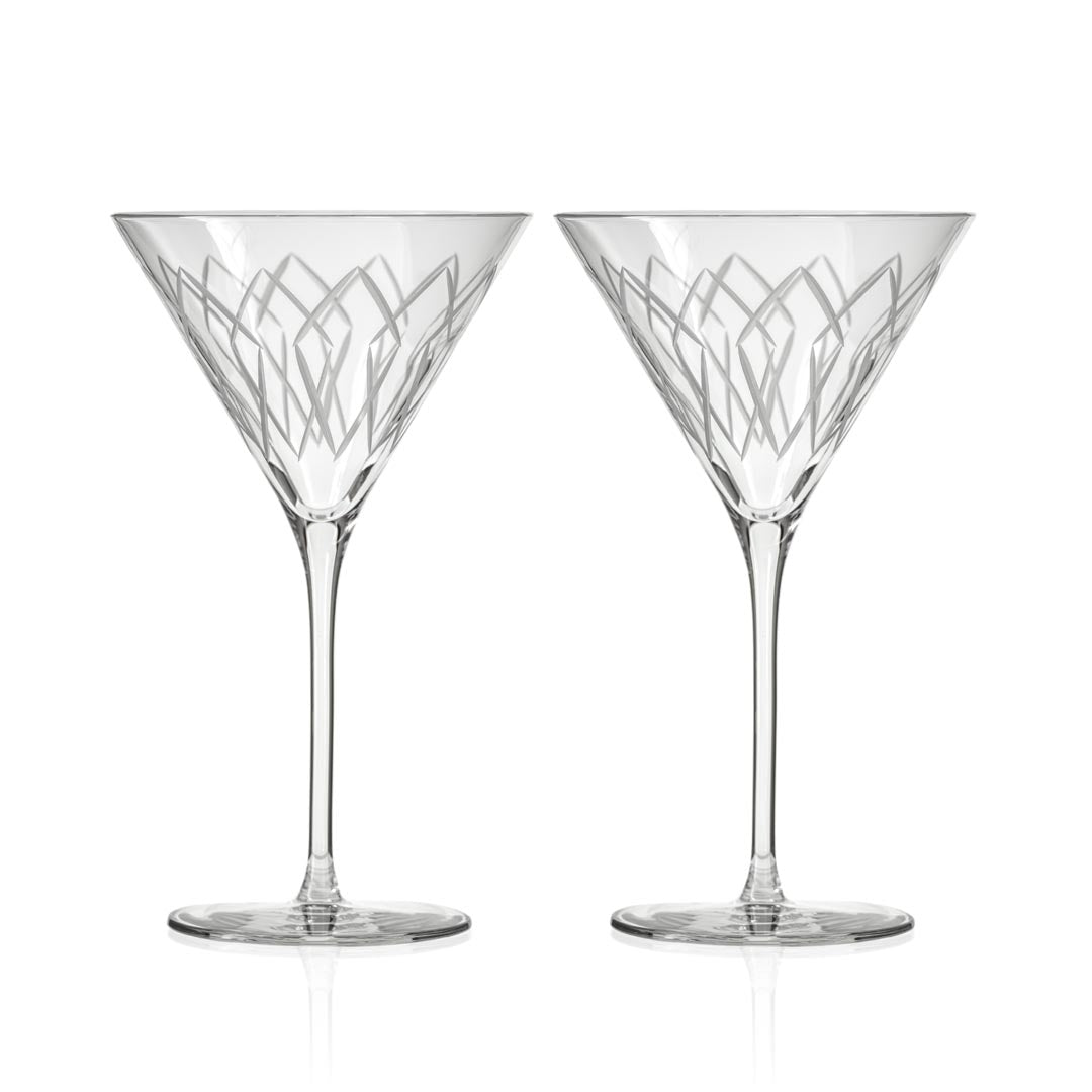 Rolf Glass Mid-Century Modern 10oz Martini Cocktail Glass Set of 2