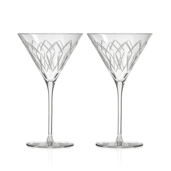 Rolf Glass Mid-Century Modern 10oz Martini Cocktail Glass Set of 2