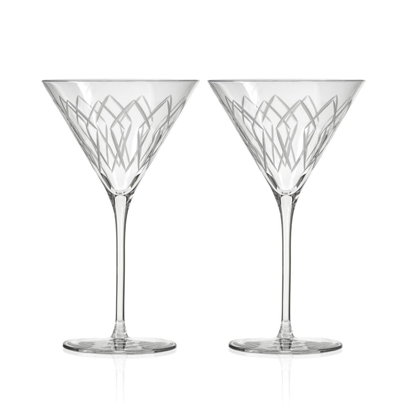 Rolf Glass Mid-Century Modern 10oz Martini Cocktail Glass Set of 2