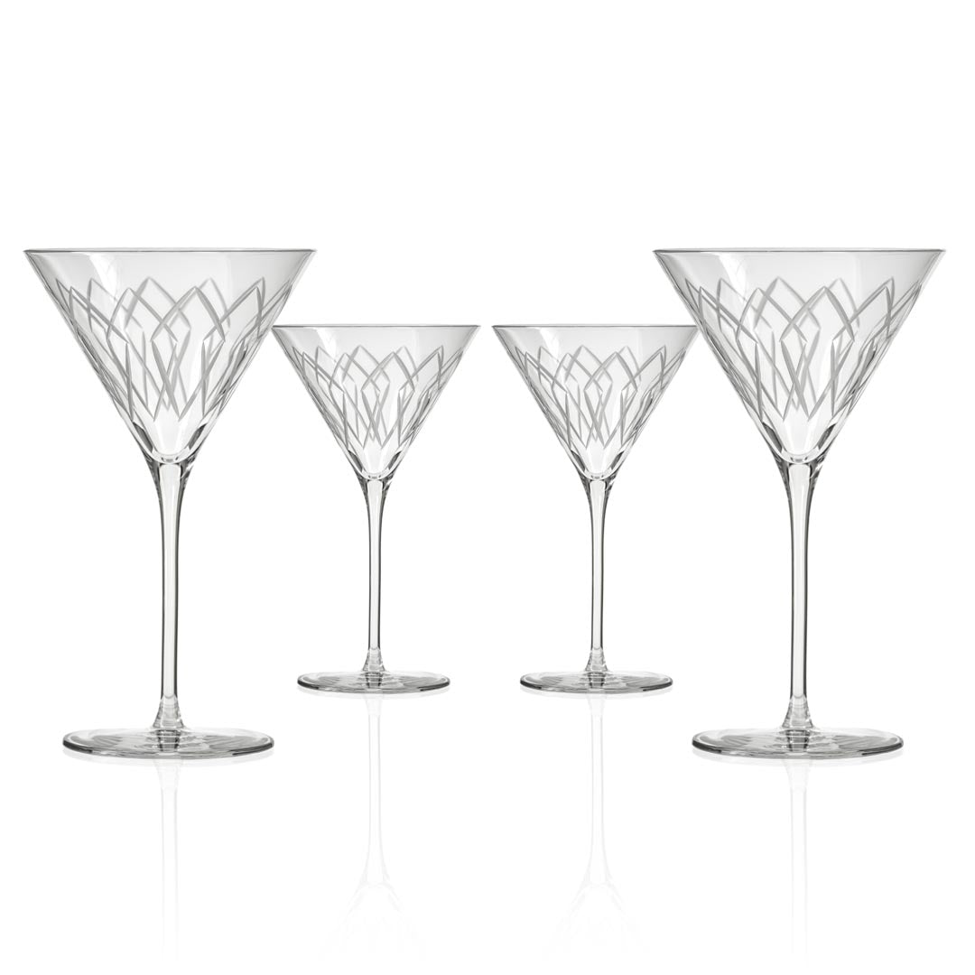 Rolf Glass Mid-Century Modern 10oz Martini Cocktail Glass Set of 4