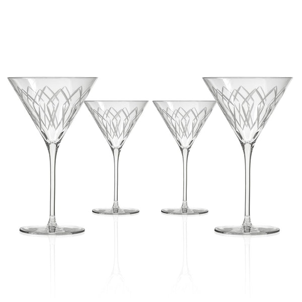 Rolf Glass Mid-Century Modern 10oz Martini Cocktail Glass Set of 4