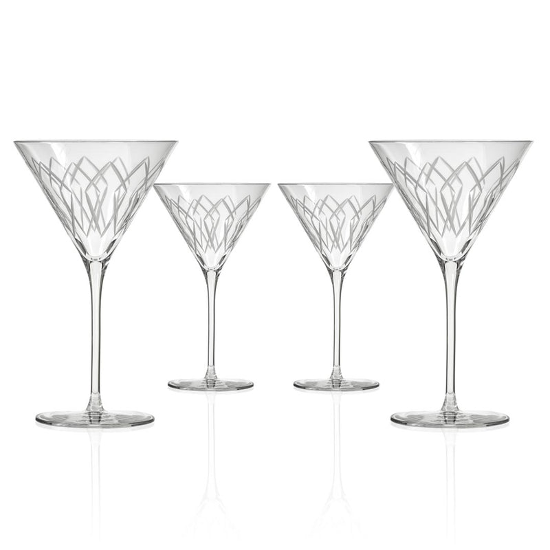 Rolf Glass Mid-Century Modern 10oz Martini Cocktail Glass Set of 4