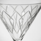 Rolf Glass Mid-Century Modern 10oz Martini Cocktail Glass Close Up of Engraving