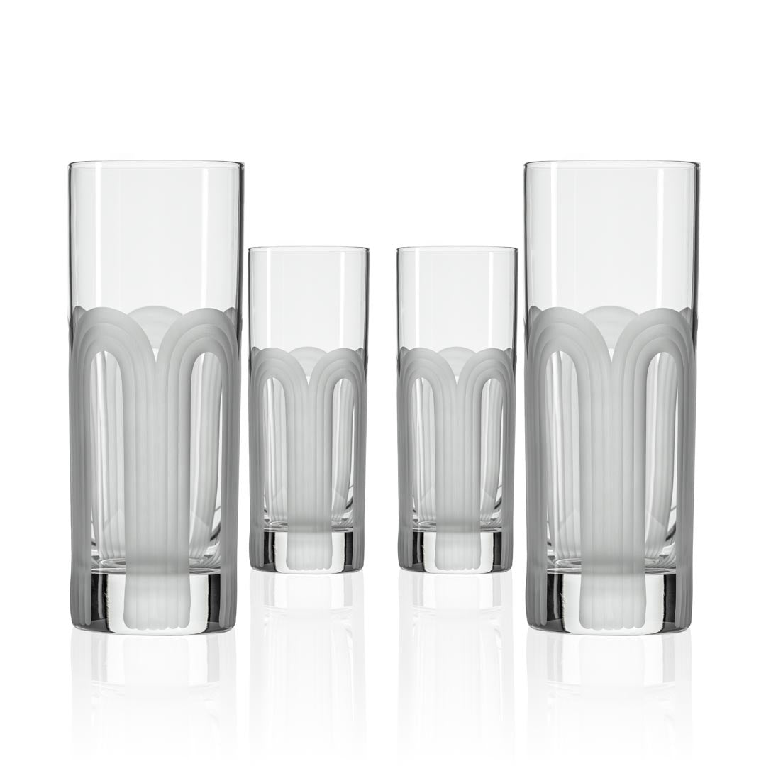 Mid-Century Modern 12oz Highball Collings Cocktail Glass Set of 4 by Rolf Glass