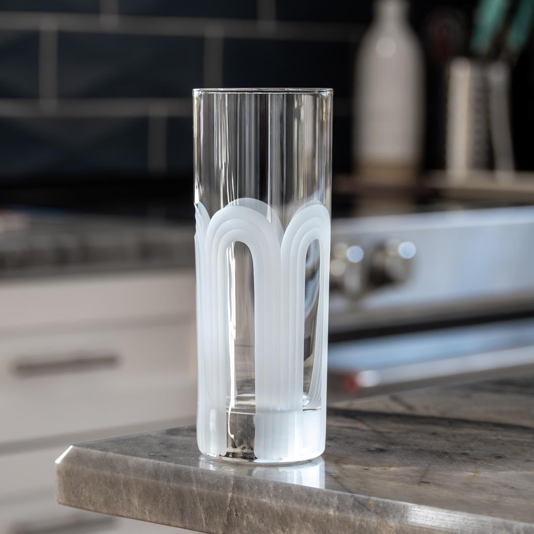 Mid-Century Modern 12oz Highball Collings Cocktail Glass by Rolf Glass in the ktichen