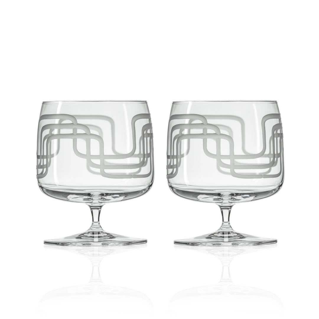 Mid Century Modern 17oz Footed Rocks Cocktail Glass Set of 2 by Rolf Glass