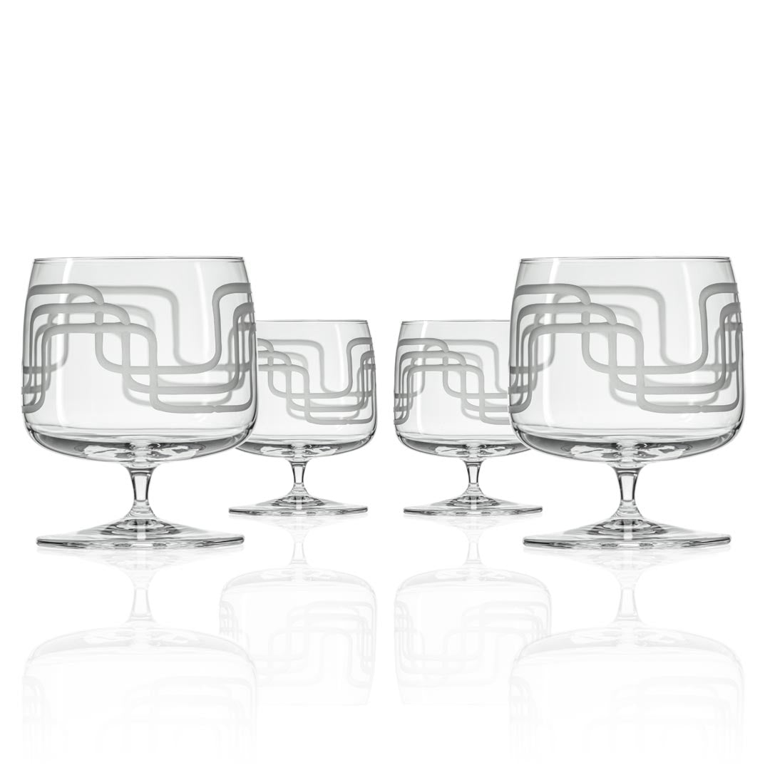 Mid Century Modern 17oz Footed Rocks Cocktail Glass Set of 4 by Rolf Glass