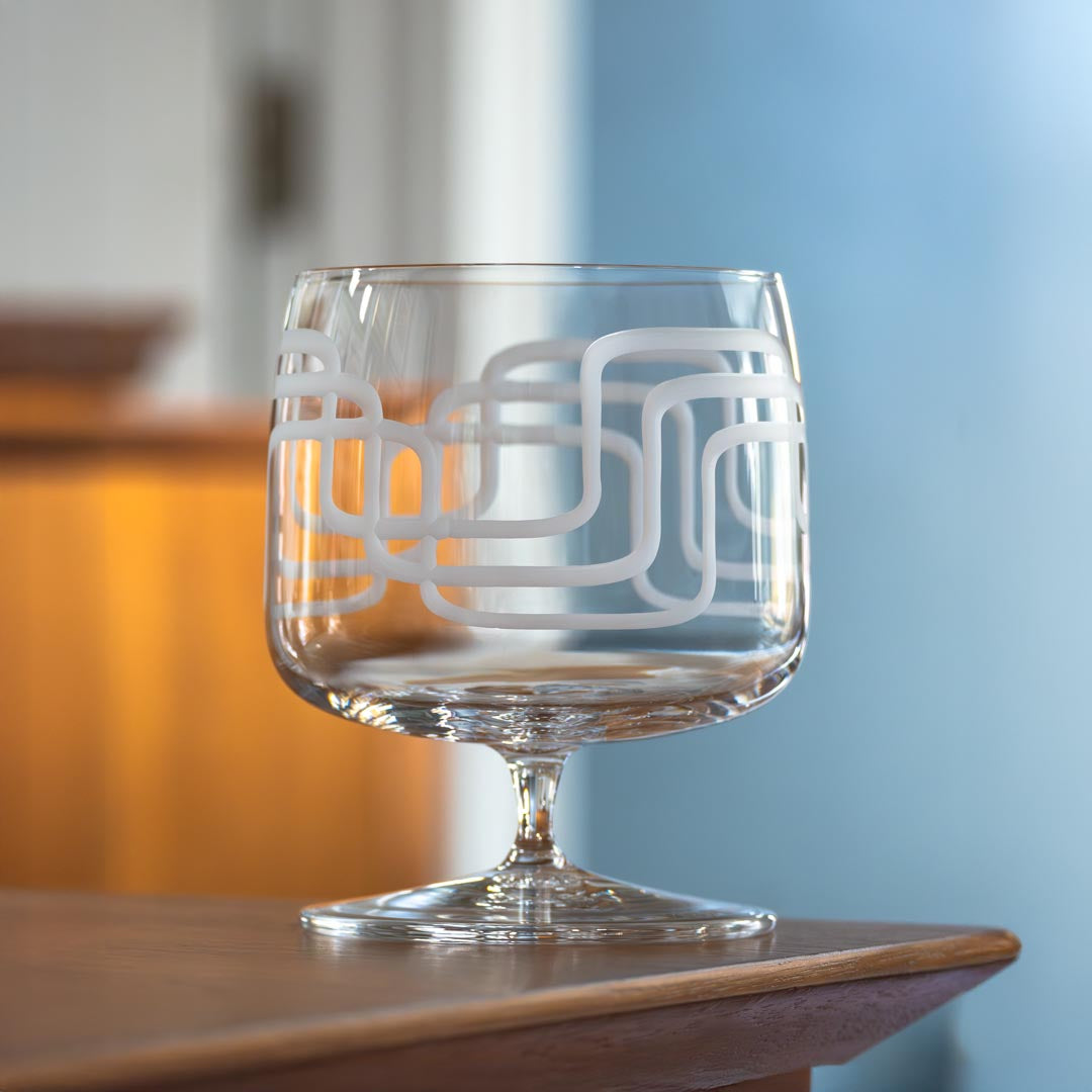 Mid Century Modern 17oz Footed Rocks Cocktail Glass home bar