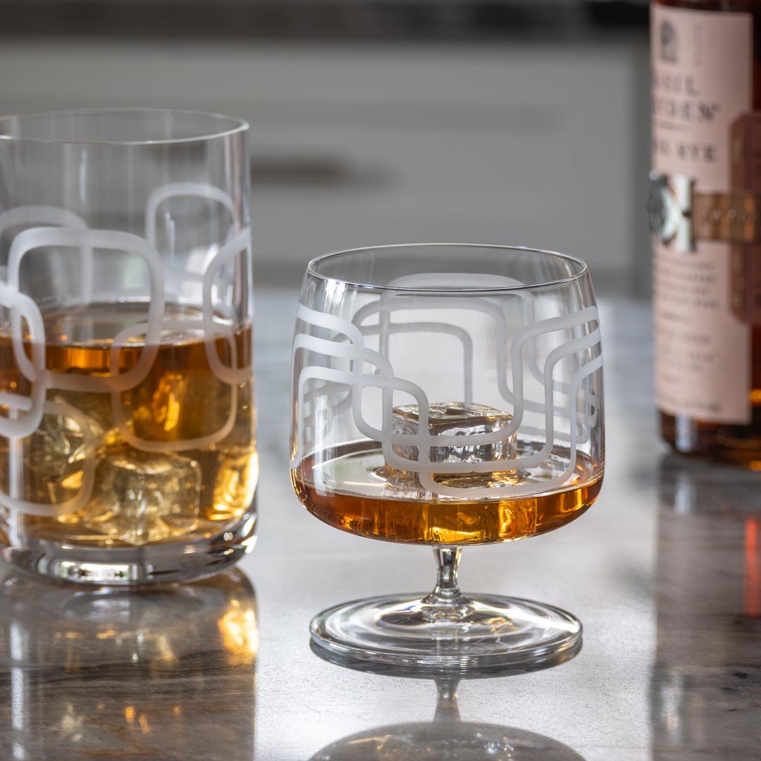 Mid-Century Modern 17oz Footed Rocks Glass | Set of 4 – Rolf Glass