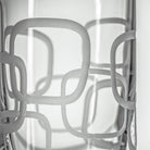 Rolf Glass Mid Century Modern Cocktail Mixing Glass close up of glass engraving