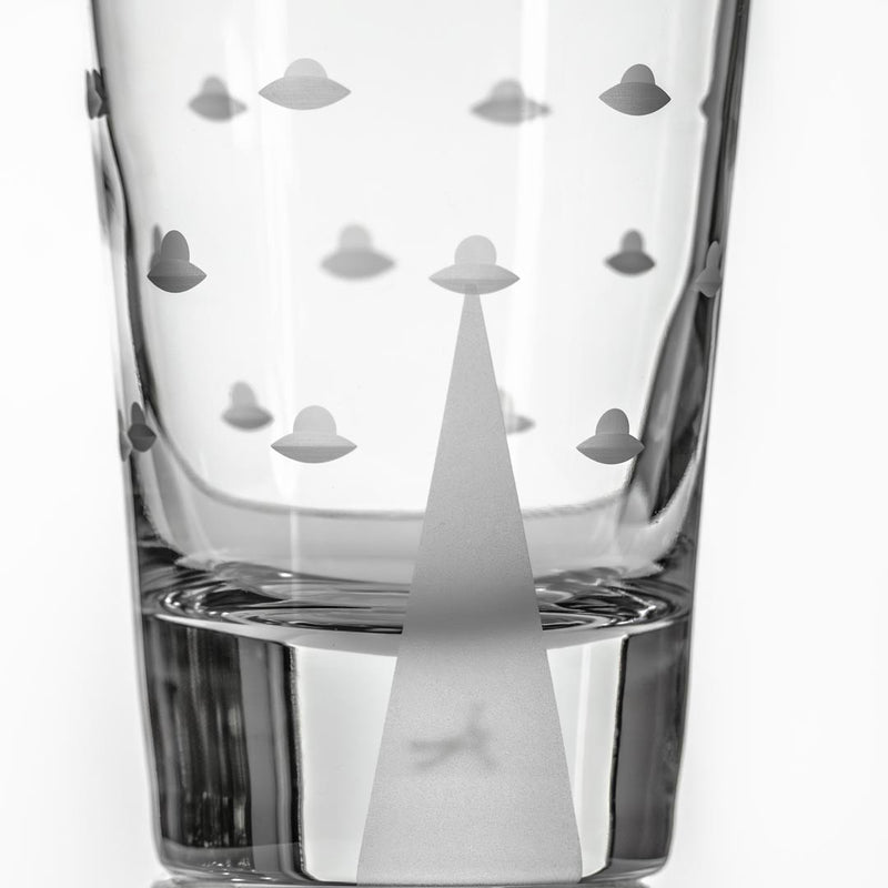 Rolf Glass Mothership UFO Cooler Highball Cocktail Glass Man Abductee detailed engraving