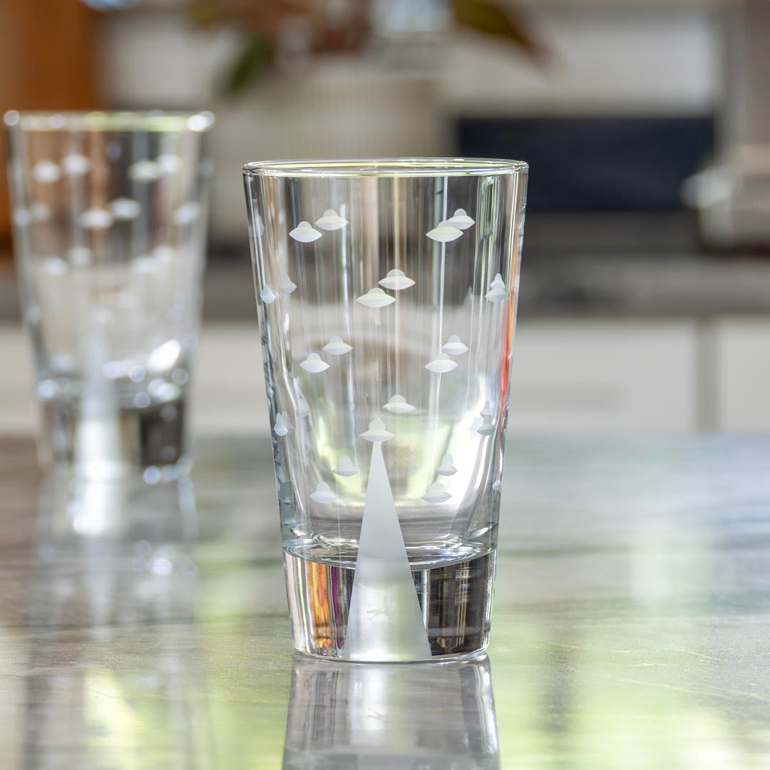 Rolf Glass Mothership UFO Cooler Highball Cocktail Glass Man Abductee in the kitchen