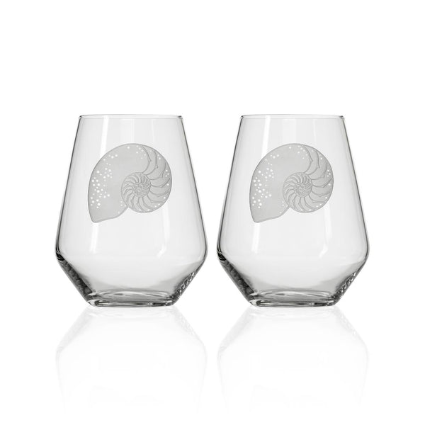 Rolf Glass Nautilus 18oz Stemless Wine Glass set of 2