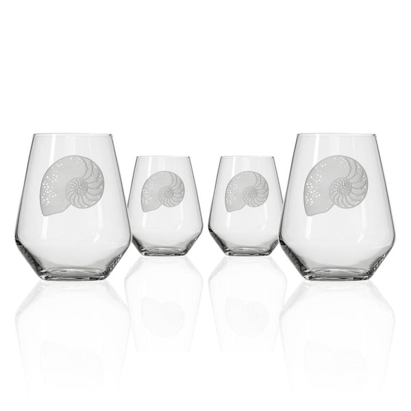 Rolf Glass Nautilus 18oz Stemless Wine Glass set of 4