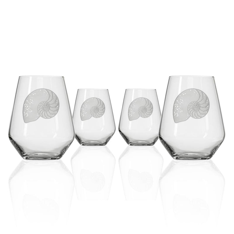 Rolf Glass Nautilus 18oz Stemless Wine Glass set of 4