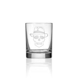 Rolf Glass Numbskulls 13oz Double Old Fashioned Whiskey Cocktail Glass skull with fedora