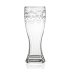 Rolf Glass Numbskulls 20oz Large Beer Pilsner Glass with 4 skulls and headgear, fedora, beats headphones, beanie and crown