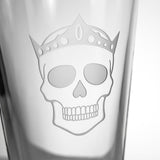 Rolf Glass Numbskulls 16oz Beer Pint Glass Skull with detailed sand engraving of Crown