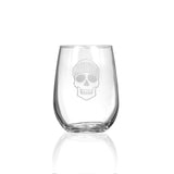 Rolf Glass Numbskulls 17oz Stemless Wine Tumbler Glass skull with beanie