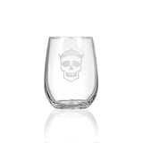 Rolf Glass Numbskulls 17oz Stemless Wine Tumbler Glass skull with crown