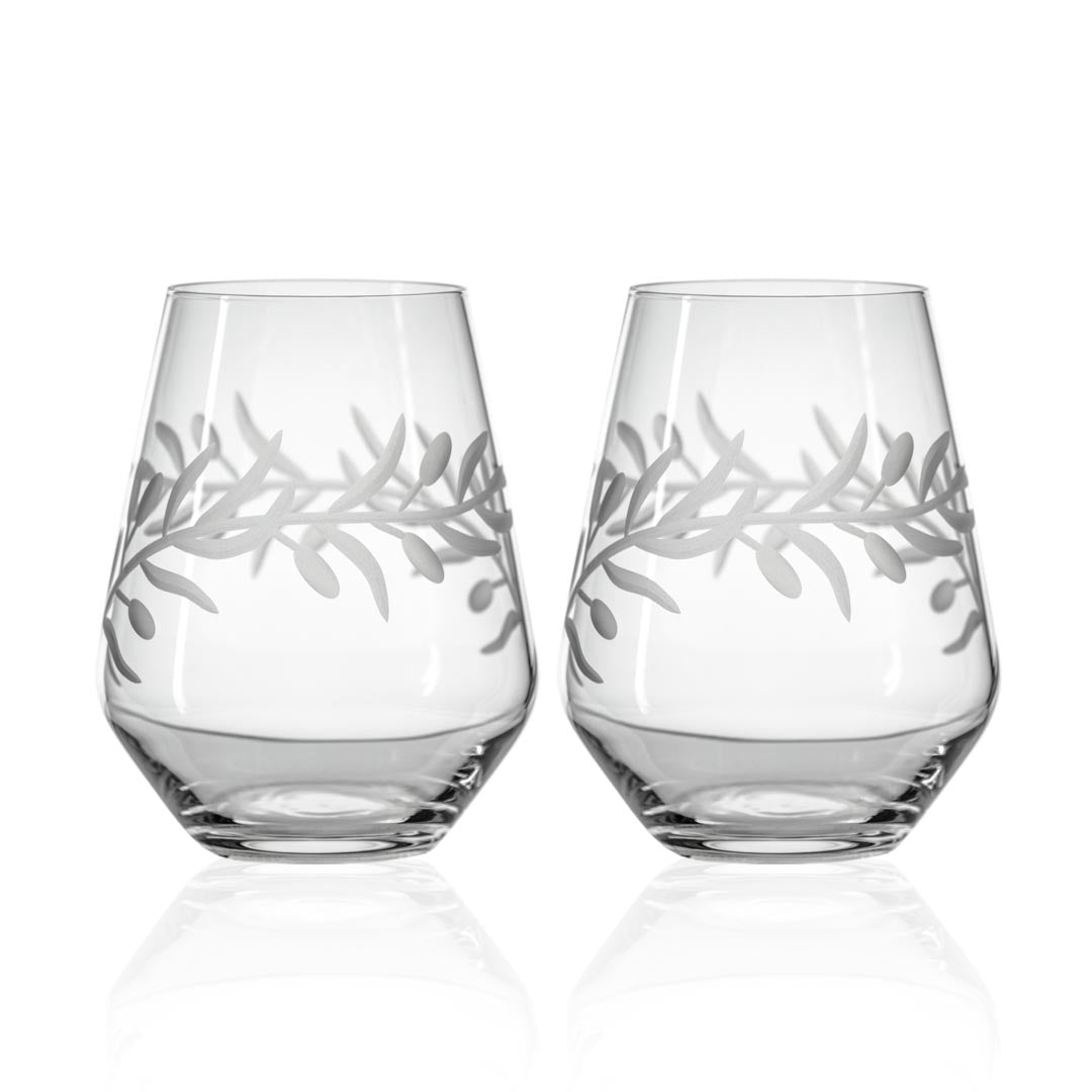 Rolf Glass Olive 18oz Stemless Wine Tumbler Glass