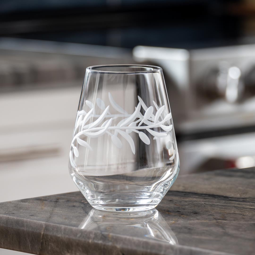 Olive 18oz Stemless Wine Tumbler Glass Set of 4 | Rolf Glass