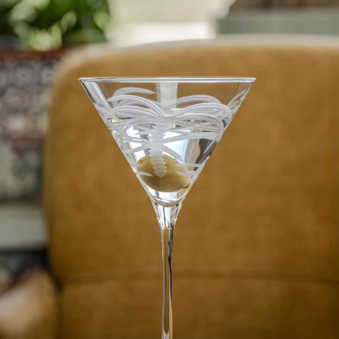 Rolf Glass Palm Tree 10oz Martini Cocktail Glass is great for mixed drinks
