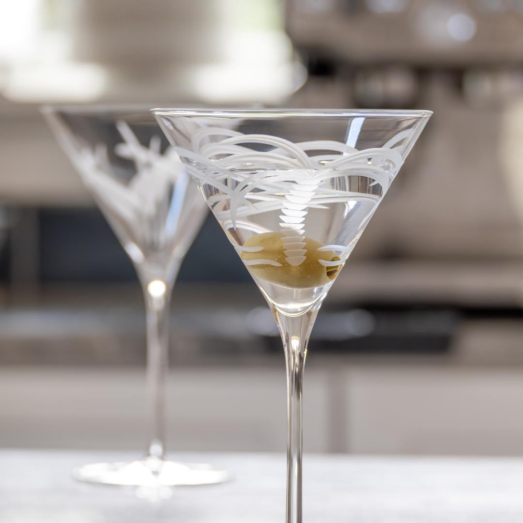 Rolf Glass Palm Tree 10oz Martini Cocktail Glass is for sharing with your friends