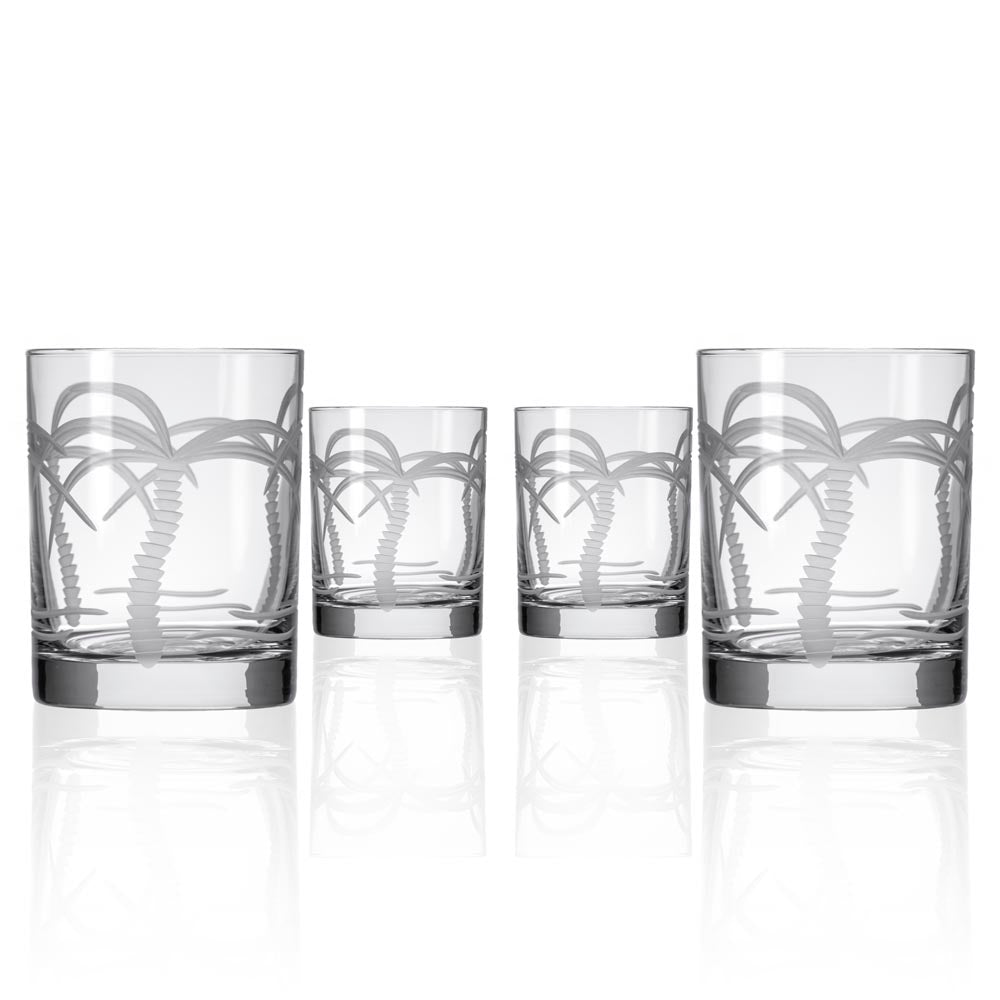 Palm Tree 13oz Double Old Fashioned Glass | Set of 4
