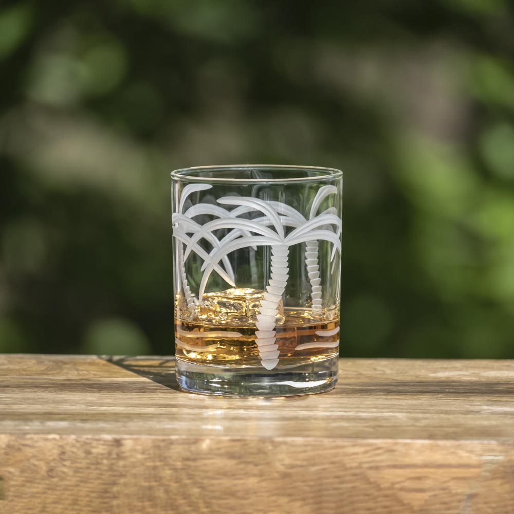 Rolf Glass Palm Tree 13oz Double Old Fashioned Glass