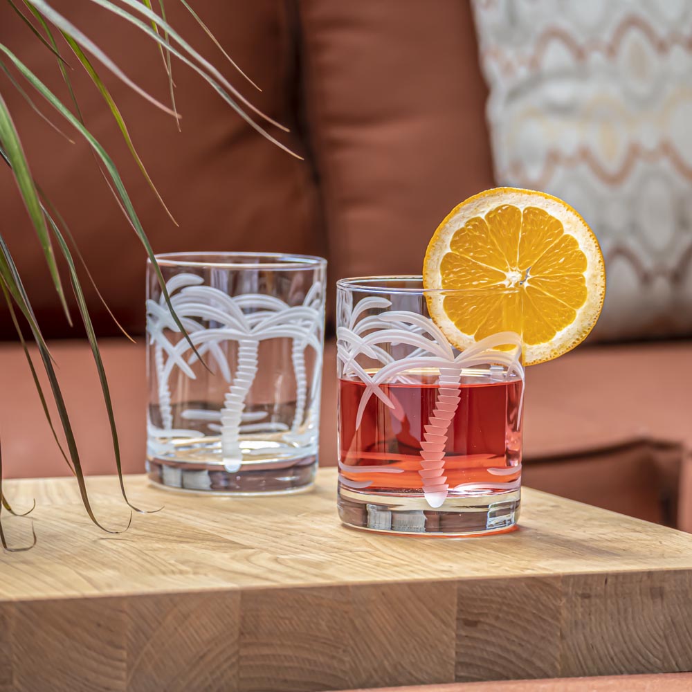 Rolf Glass Palm Tree 13oz Double Old Fashioned Glass
