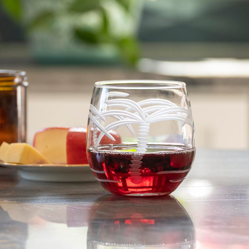 Rolf Glass Palm Tree 16.75oz Red Wine Stemless Glass with your favorite red.