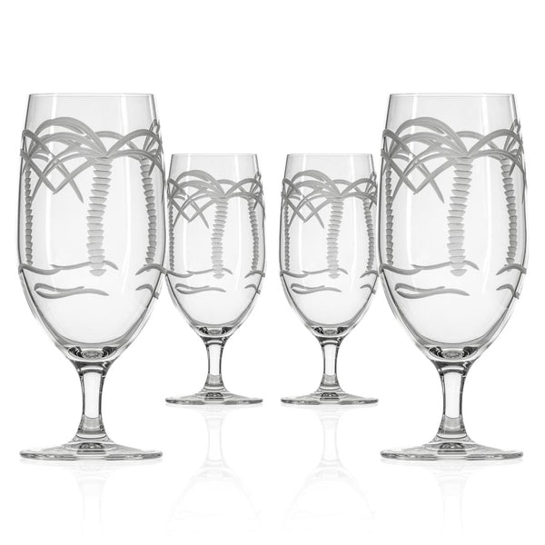 Rolf Glass Palm Tree 16oz Footed Iced Tea glass set of 4 front view on a white background