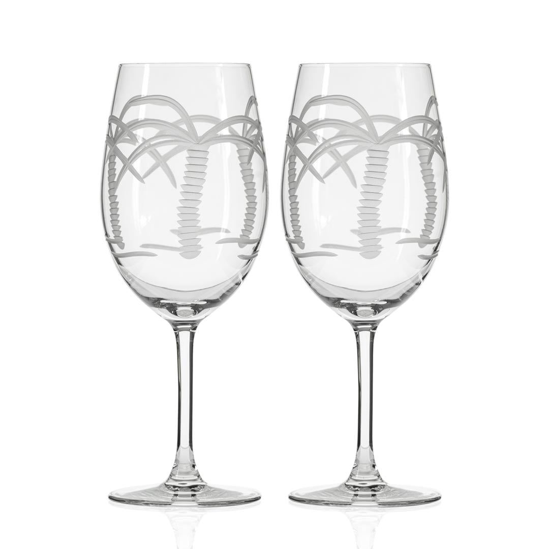 Rolf Glass Palm Tree 18oz All Purpose Wine Glass set of 2