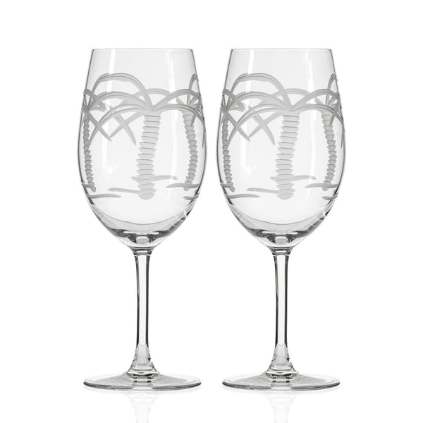 Rolf Glass Palm Tree 18oz All Purpose Wine Glass set of 2