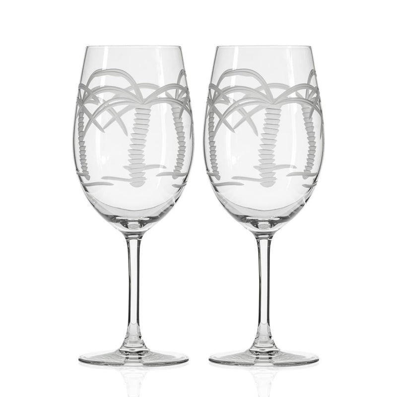 Rolf Glass Palm Tree 18oz All Purpose Wine Glass set of 2