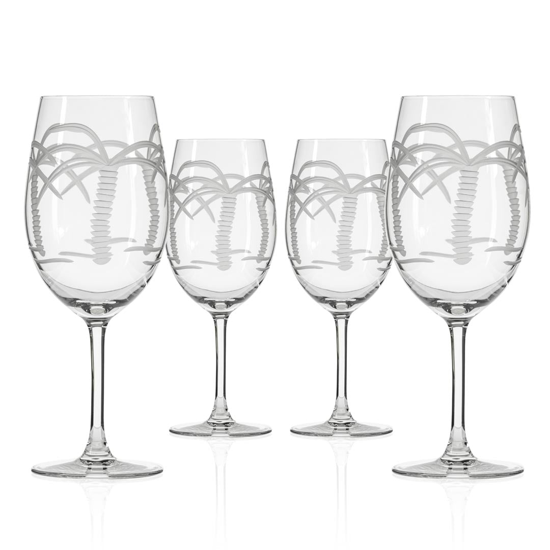 Rolf Glass Palm Tree 18oz All Purpose Wine Glass set of 4