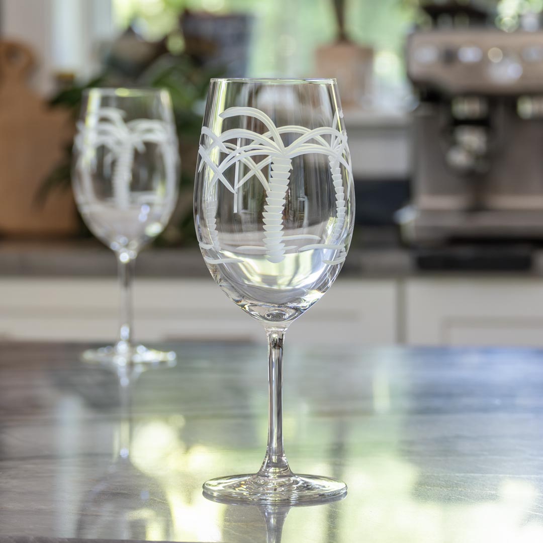 Rolf Glass Palm Tree 18oz All Purpose Wine Glass in the kitchen