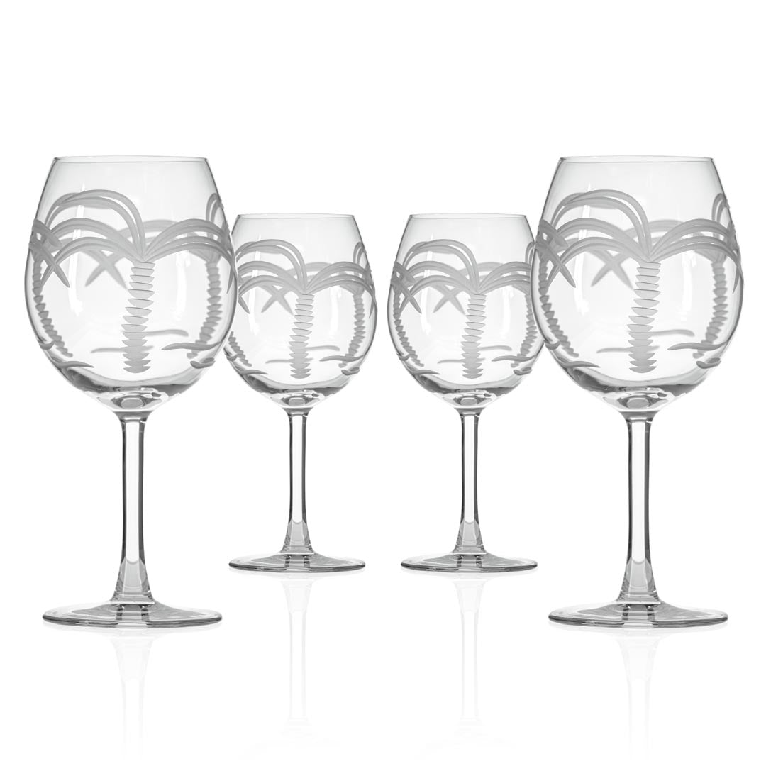 Rolf Glass Palm Tree 18oz Balloon Red Wine Glass Set of 4