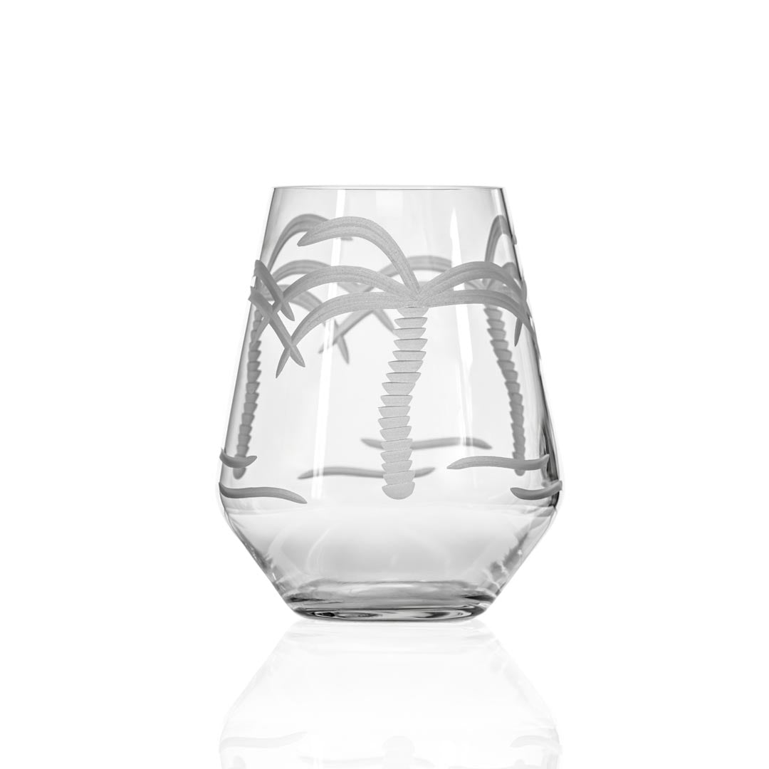 Rolf Glass Palm Tree 18oz Stemless Wine Glass