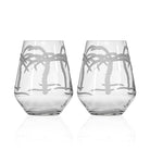 Rolf Glass Palm Tree 18oz Stemless Wine Glass set of 2