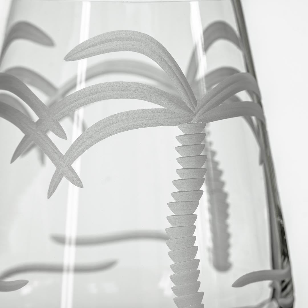 Rolf Glass Palm Tree 18oz Stemless Wine Glass close up