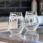 Rolf Glass Palm Tree 18oz Stemless Wine Tumbler in the kitchen