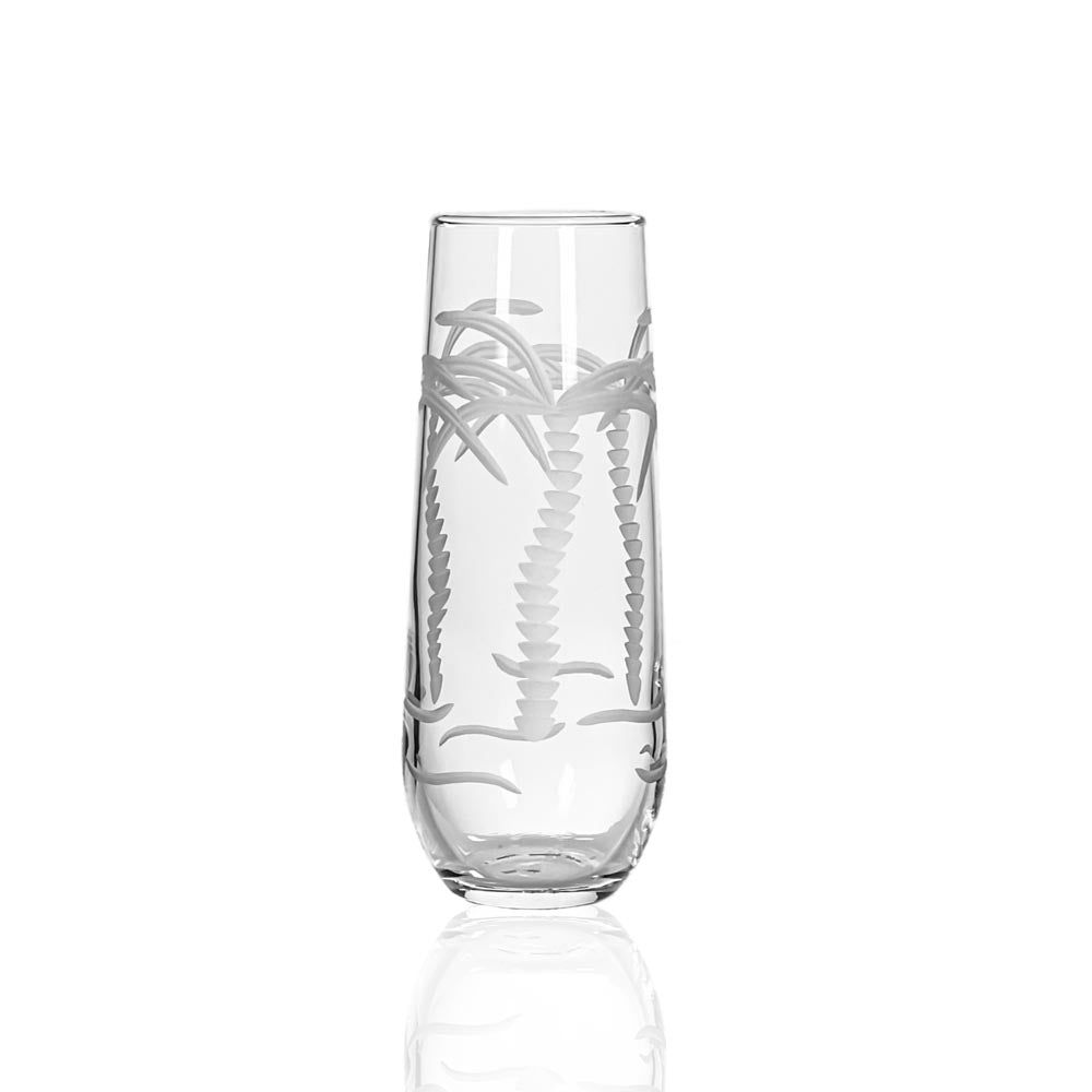 Palm Tree 8.5oz Stemless Champagne Flute | Set of 4