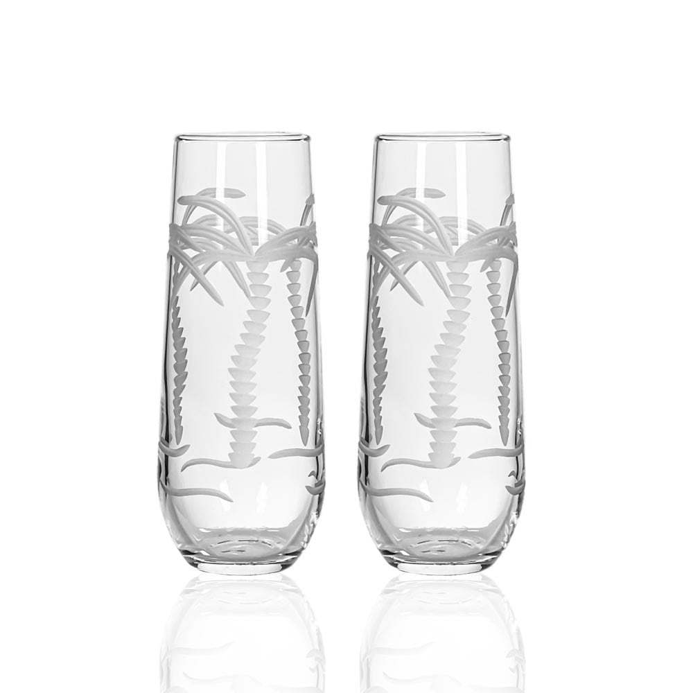 Rolf Glass Palm Tree 8.5oz Stemless Champagne Flute