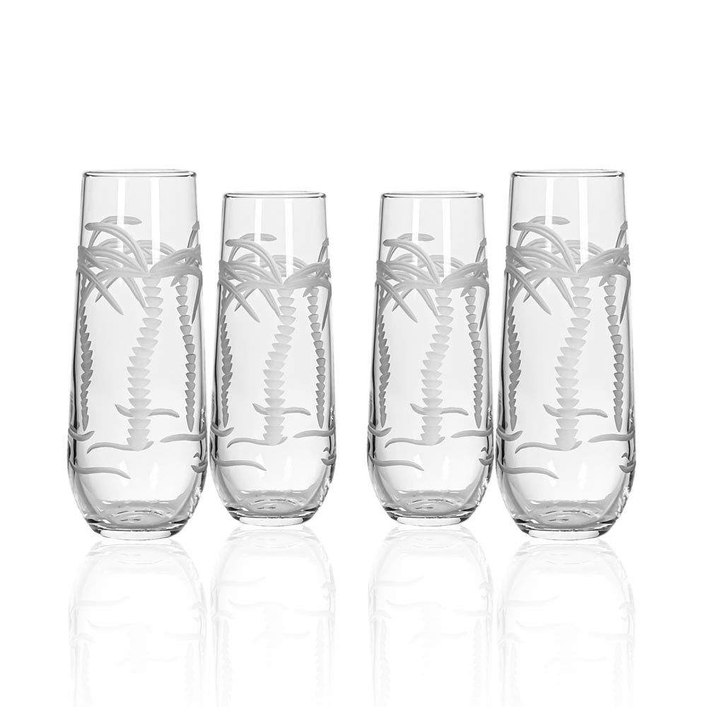 Rolf Glass Palm Tree 8.5oz Stemless Champagne Flute