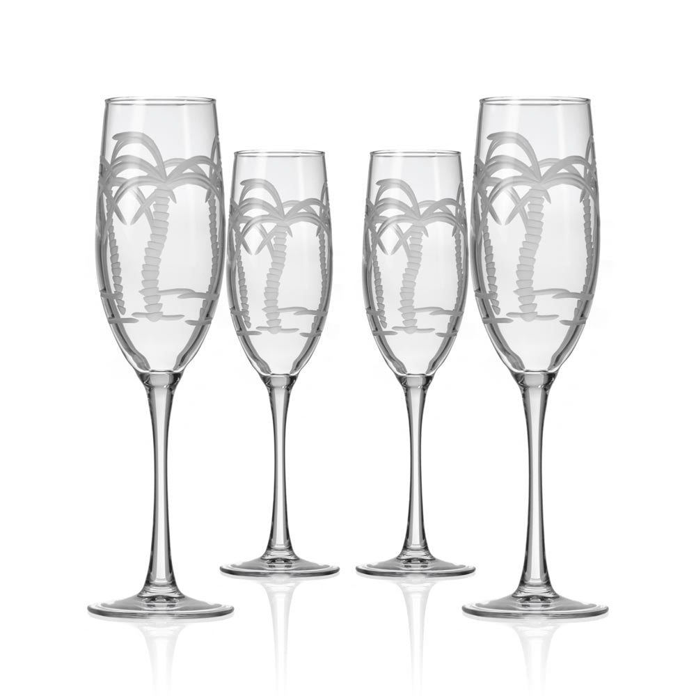 Palm Tree 8oz Champagne Flute | Set of 4