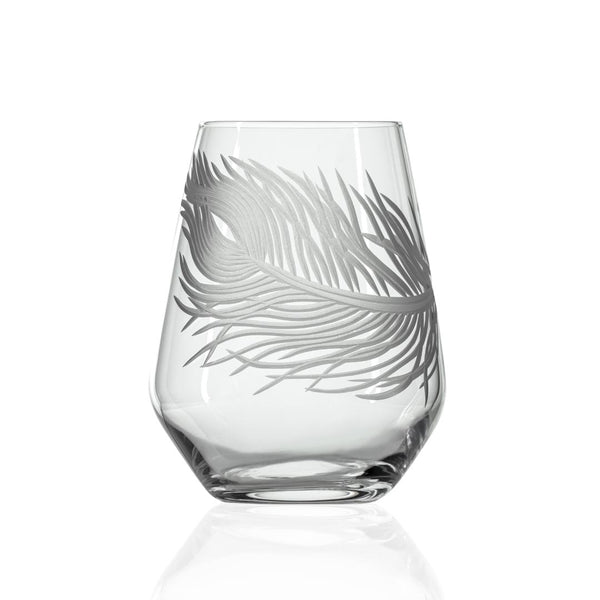 Rolf Glass Peacock 18oz Stemless Wine Glass