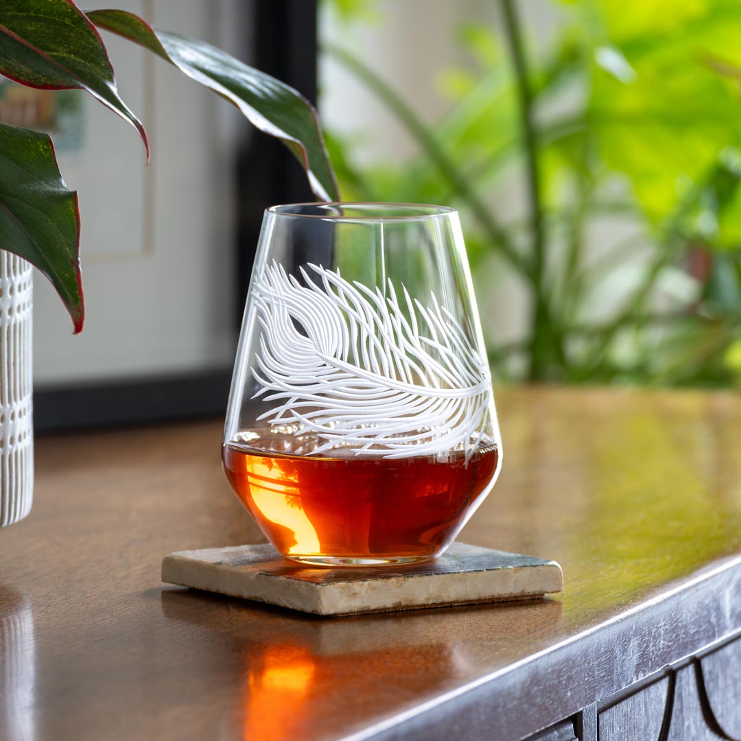 Peacock 18oz Stemless Wine Glass | Set of 4 – Rolf Glass